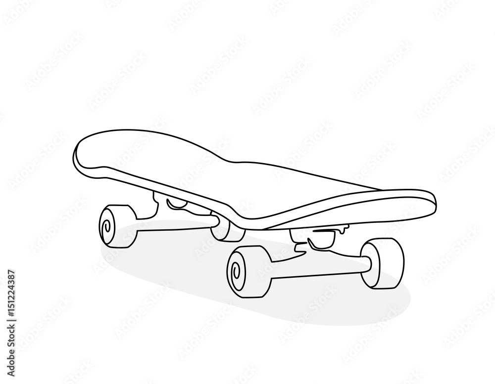 Hand line drawing of a skateboard Stock Vector | Adobe Stock