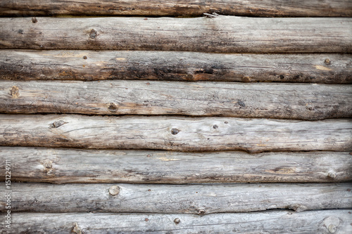 Wooden log wall