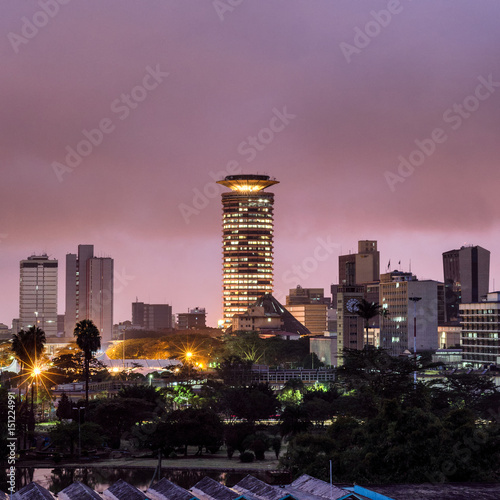 Gloomy view of Nairobi's skyline from Uhuru Park