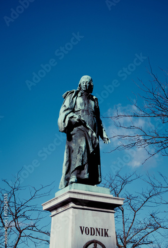 Valentin Vodnik monument. Europe, Slovenia, Ljubljana city, Vodnik Square..photo depicting a Valentin Vodnik monument, who was a Slovene priest, journalist, and poet. photo