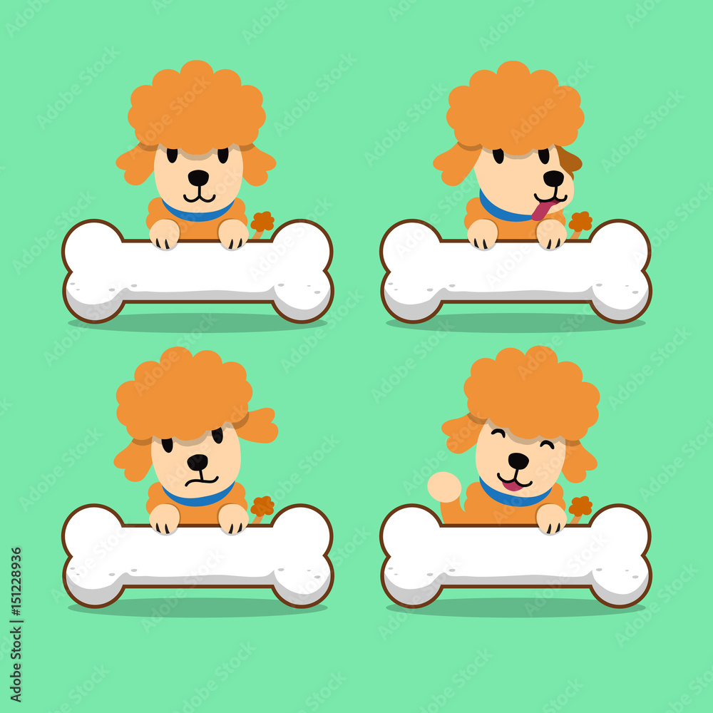 Cartoon character poodle dog with big bones Cartoon character poodle dog with big bones