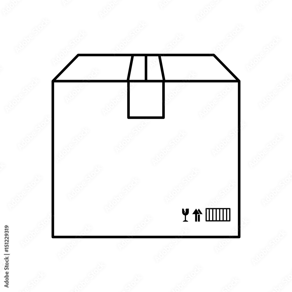 black silhouette of box of cardboard sealed vector illustration black silhouette of box of cardboard sealed vector illustration