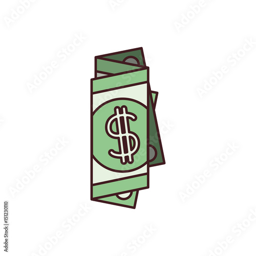 colorful silhouette with folded bill in many parts and black contour vector illustration