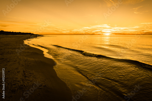 Beautiful sea sunset, background, beach in the summer, landscape, Poland