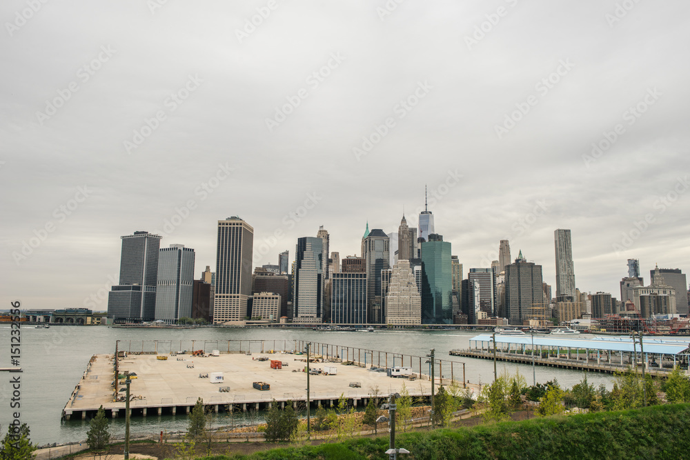 View of the Manhattan skyline from Brooklyn Heights in Brooklyn, New York. View of the Manhattan skyline from Brooklyn Heights in Brooklyn, New York.