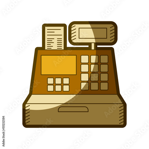 yellow aged silhouette of cash register vector illustration