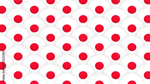 Red dots on white scales circles abstract background