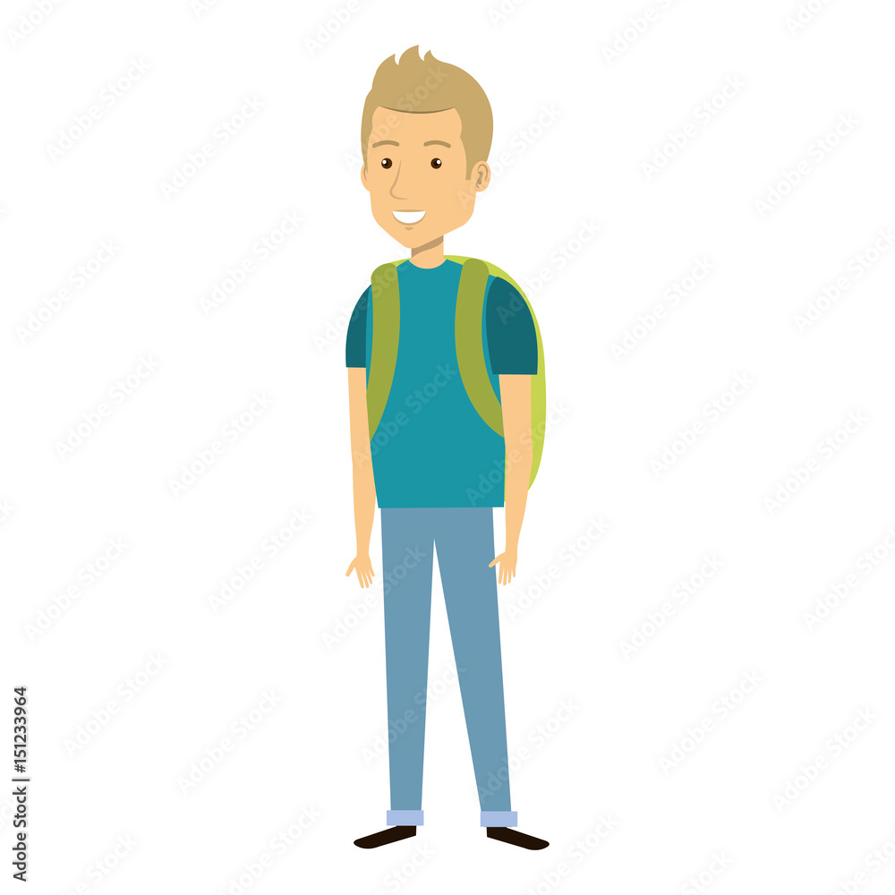young man with school bag avatar character vector illustration design young man with school bag avatar character vector illustration design
