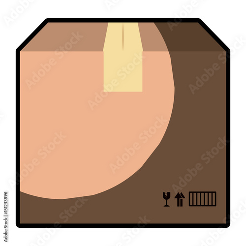 color silhouette with box of cardboard sealed with half shadow vector illustration