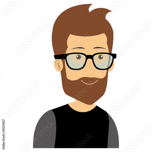 young man with glasses avatar character vector illustration design