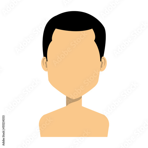 young man shirtless avatar character vector illustration design