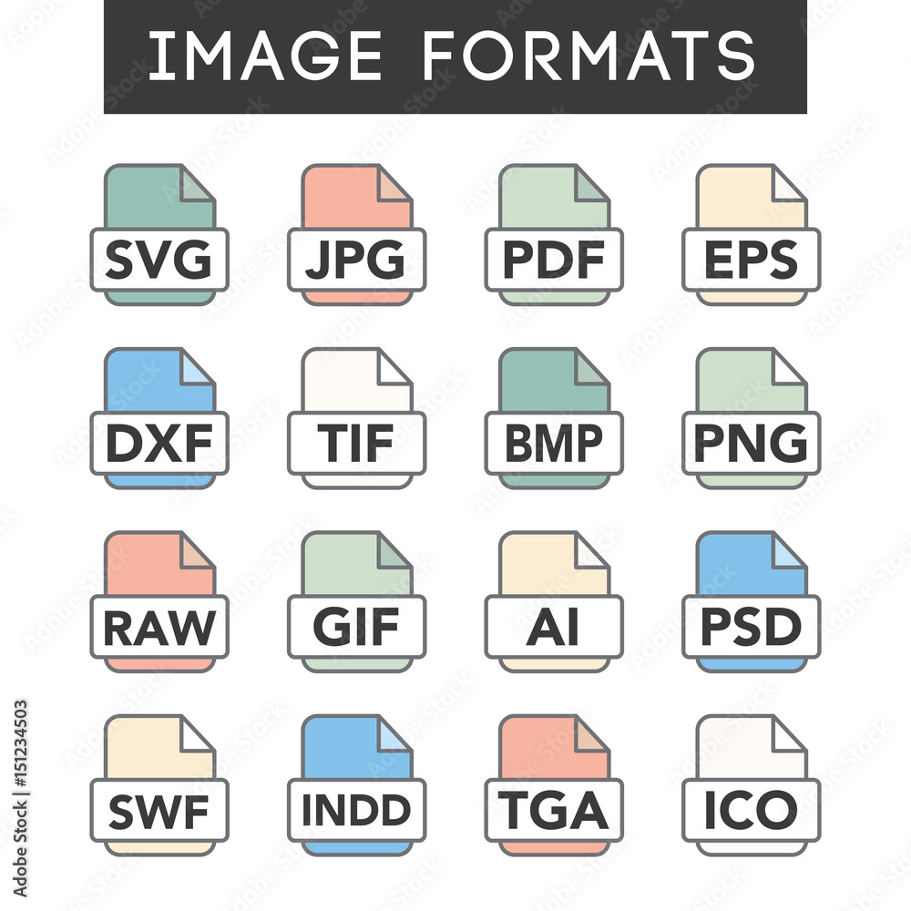 Image format icons - PNG, JPG, EPS, PDF, SVG