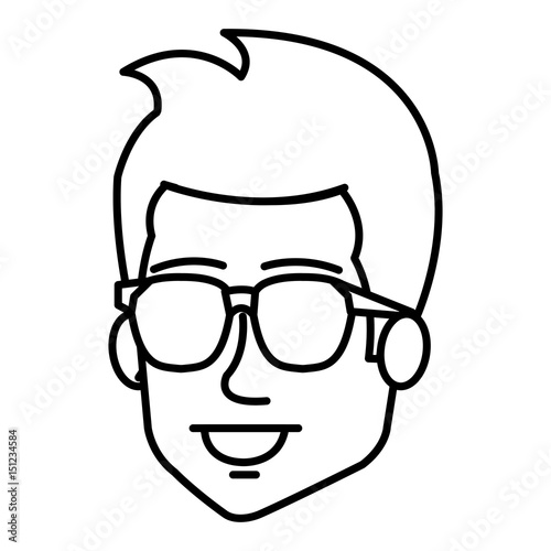 young man with glasses avatar character vector illustration design