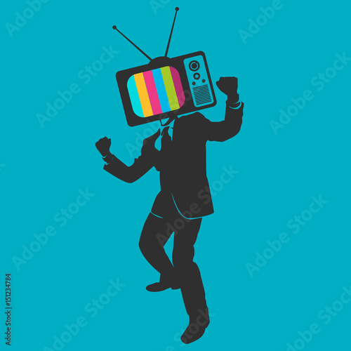 homme d'affaire et écran TV