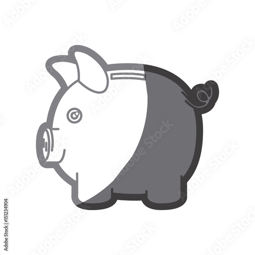 grayscale silhouette of moneybox in shape of pig vector illustration