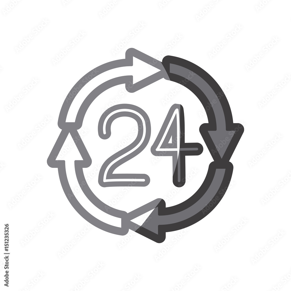 grayscale silhouette of 24 hours arrow circle icon vector illustration grayscale silhouette of 24 hours arrow circle icon vector illustration