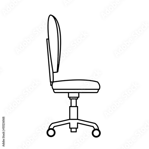 chair office wheel soft profile outline vector illustration