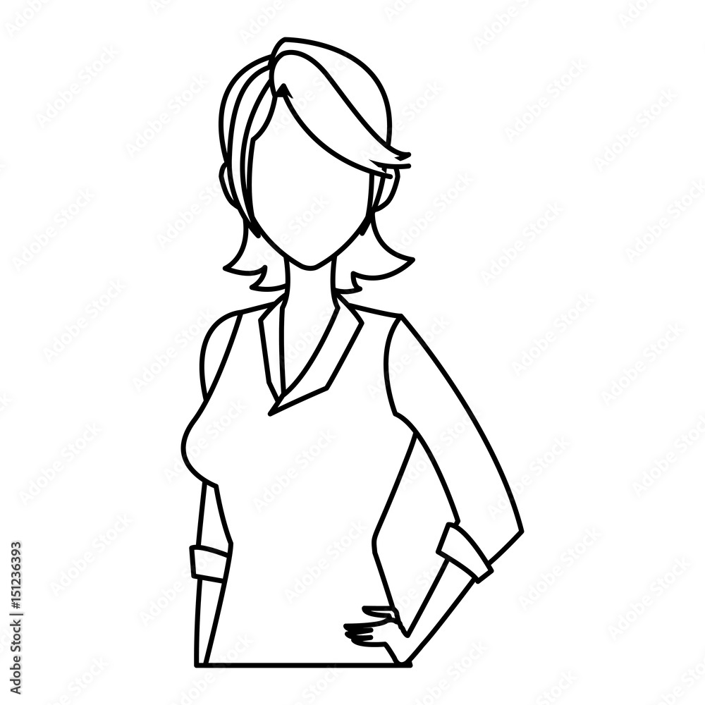portrait woman business professional person line vector illustration