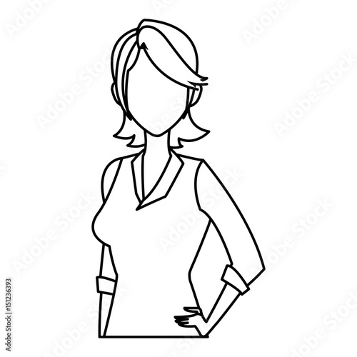 portrait woman business professional person line vector illustration