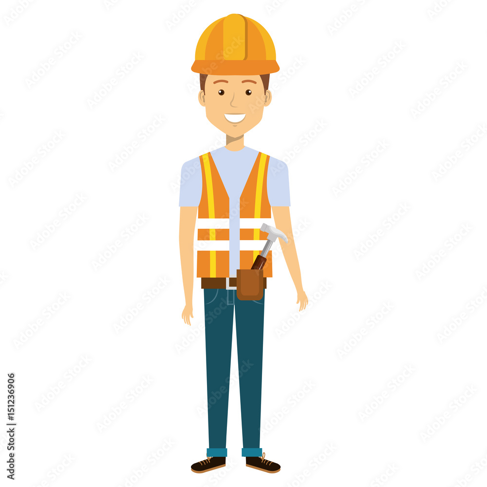 construction workman avatar character vector illustration design