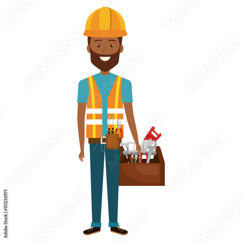 construction workman avatar character vector illustration design