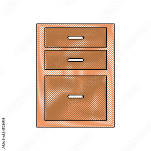 drawing drawers from wooden cabinet image vector illustration