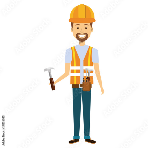 construction workman avatar character vector illustration design