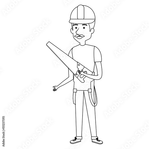 construction workman avatar character vector illustration design