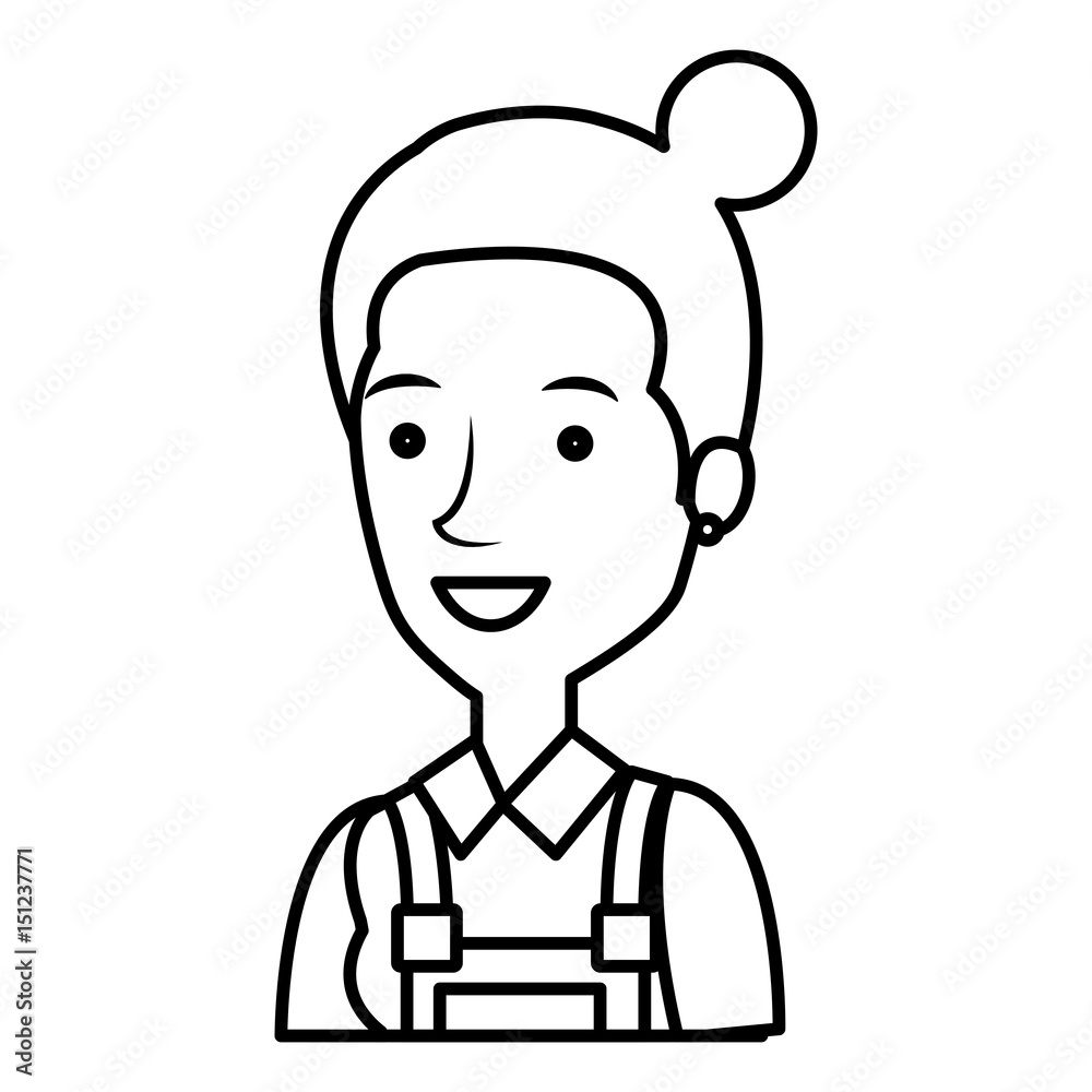construction worker woman avatar character vector illustration design
