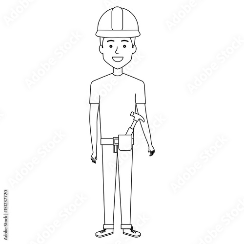 construction workman avatar character vector illustration design