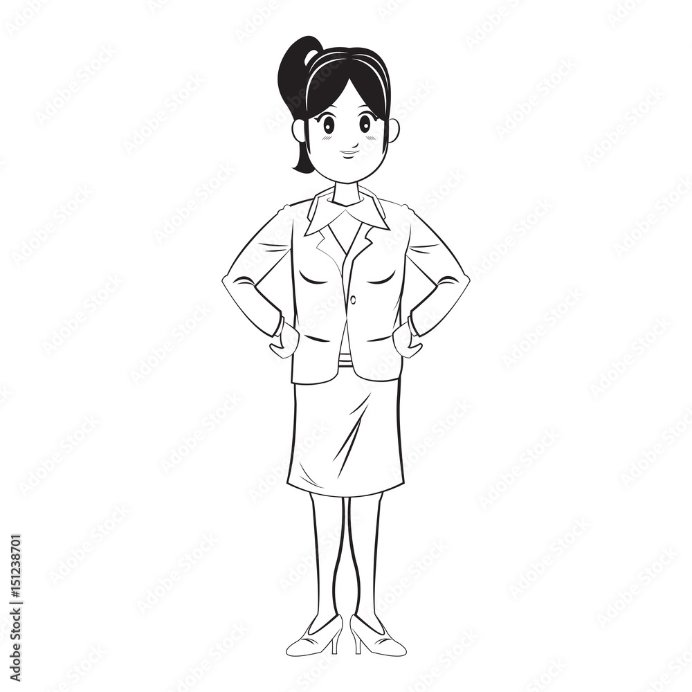 cartoon character businesswoman standing with formal clothes vector illustration cartoon character businesswoman standing with formal clothes vector illustration