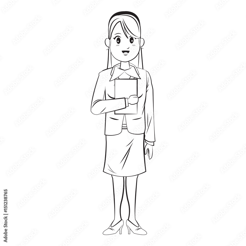cartoon character businesswoman standing with formal clothes vector illustration cartoon character businesswoman standing with formal clothes vector illustration