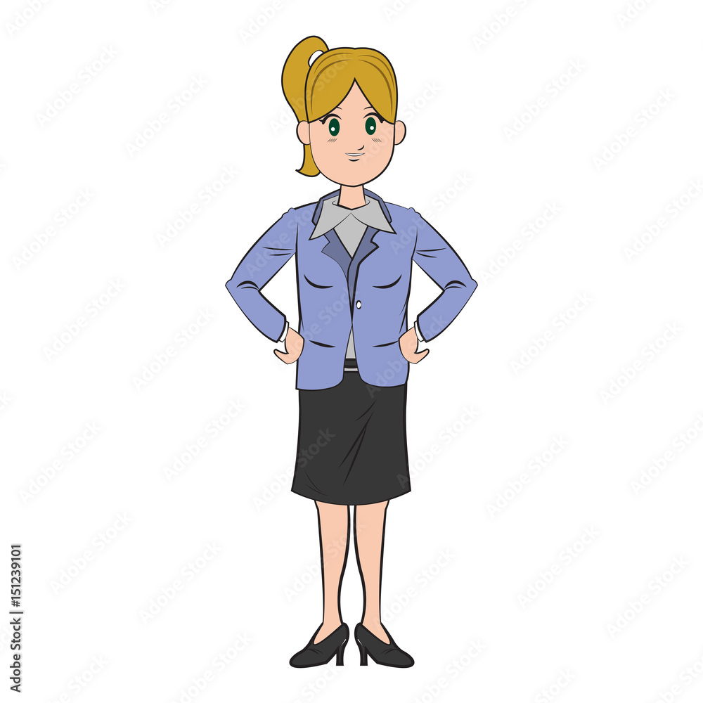 cartoon character businesswoman standing with formal clothes vector illustration cartoon character businesswoman standing with formal clothes vector illustration