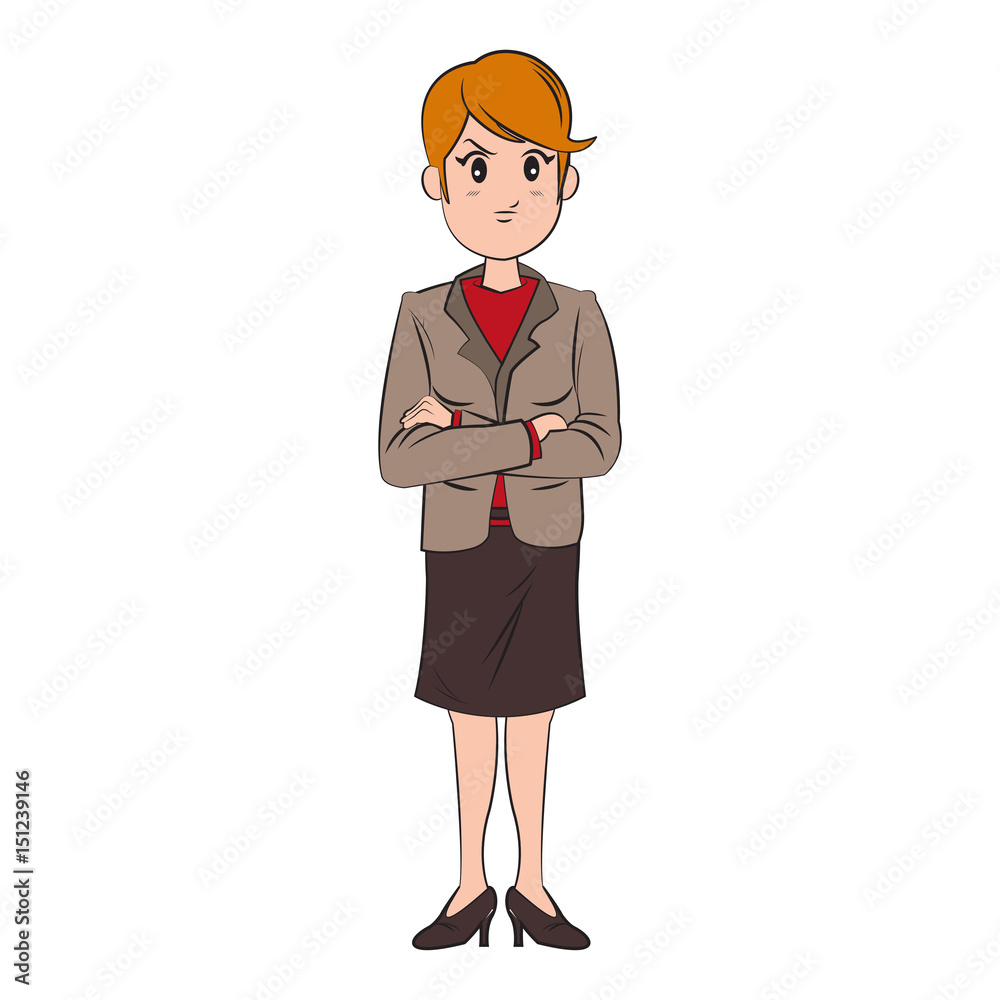cartoon character businesswoman standing with formal clothes vector illustration cartoon character businesswoman standing with formal clothes vector illustration
