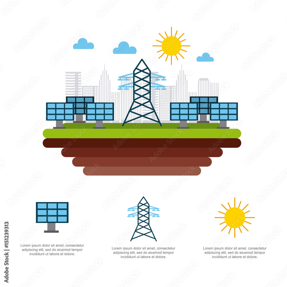 Obraz premium types of energy sources eco friendly related image vector illustration design 