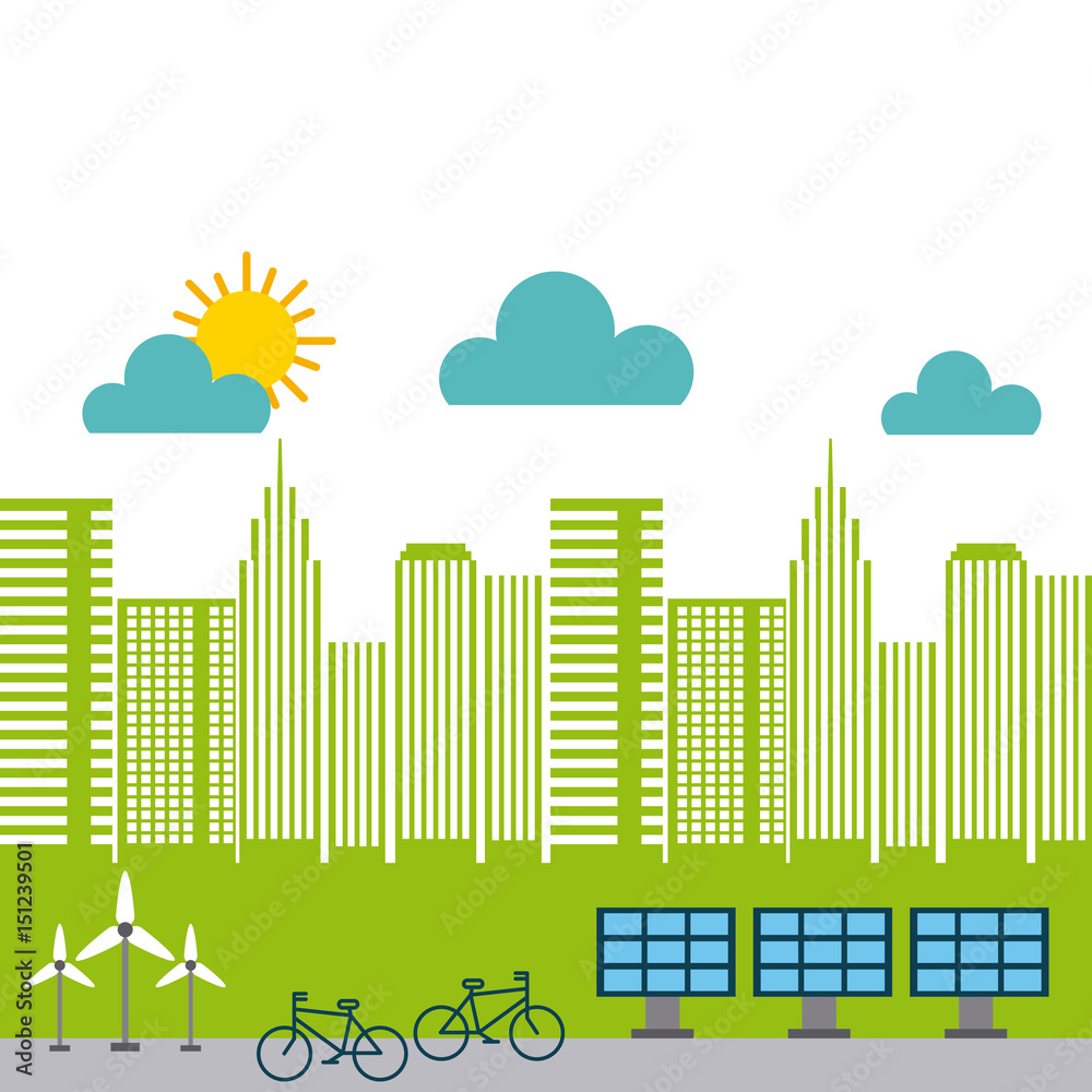green city eco friendly related image vector illustration design 