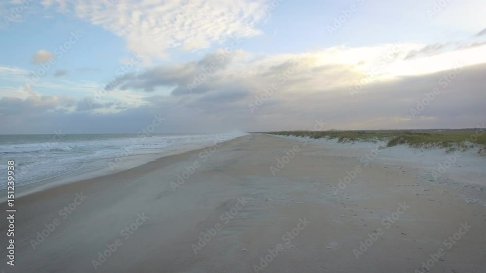Aerial hovering shot down Masonboro Island beach Aerial hovering shot down Masonboro Island beach