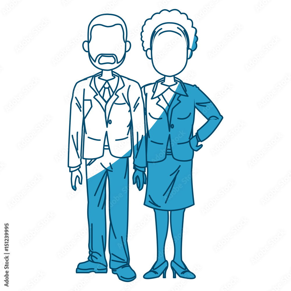 man and woman business people work vector illustration
