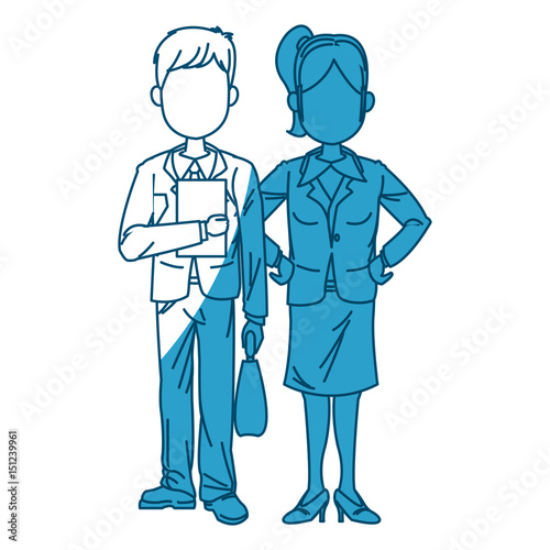 man and woman business people work vector illustration