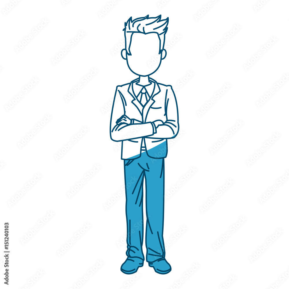 young business man standing with his hands cross vector illustration