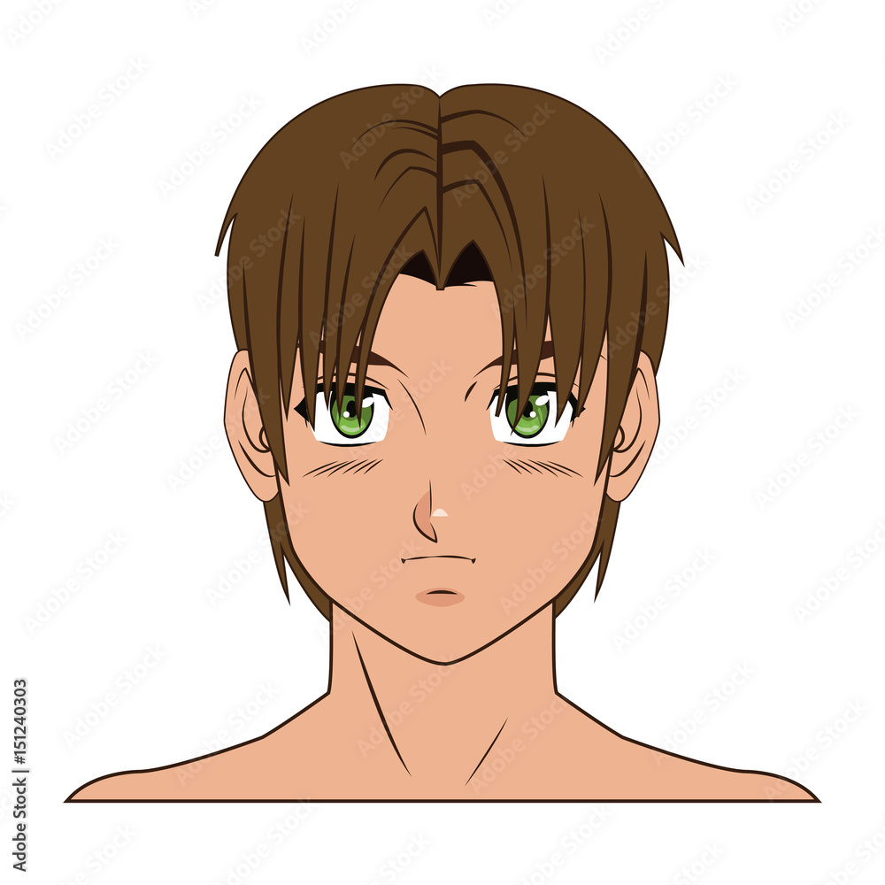 young guy. anime boy character japanese vector illustration