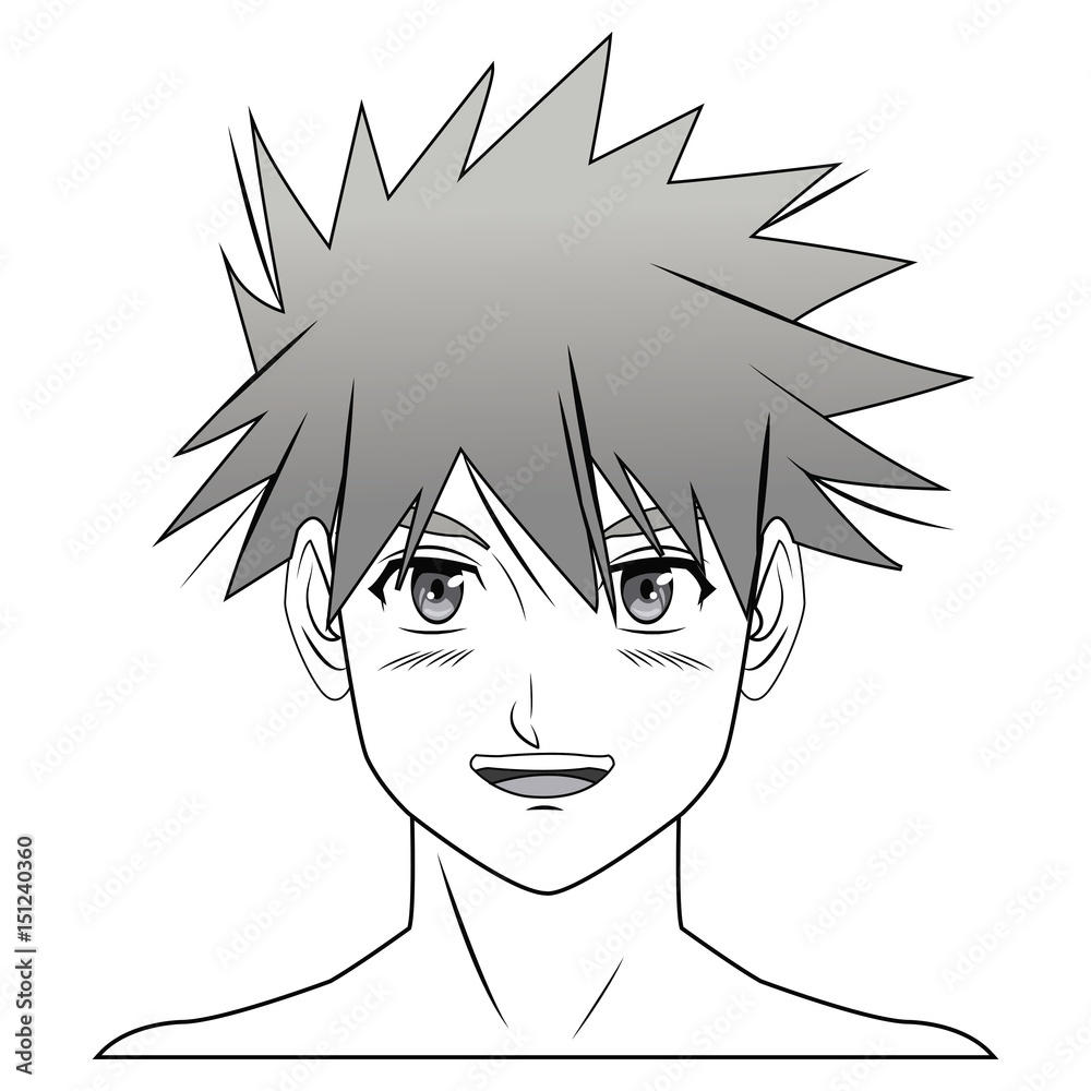 young guy. anime boy character manga vector illustration Stock Vector |  Adobe Stock