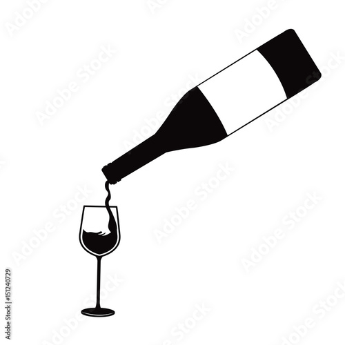 bottle pouring wine in a glass alcohol vector illustration