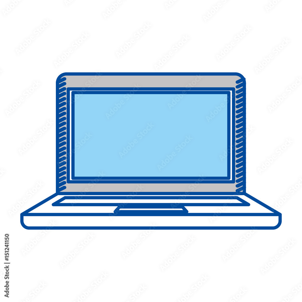 blue contour of laptop computer vector illustration blue contour of laptop computer vector illustration