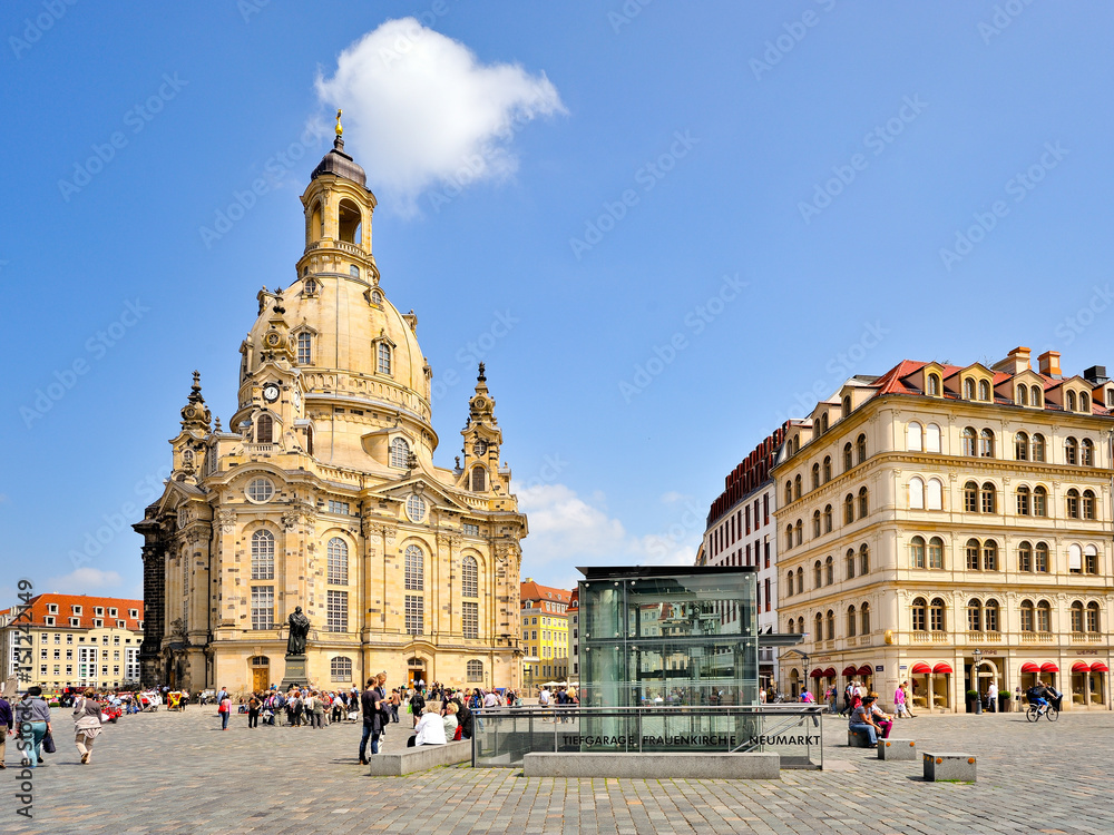 Neumarkt und Frauenkirche Dresden, Sachsen, Deutschland, Europa