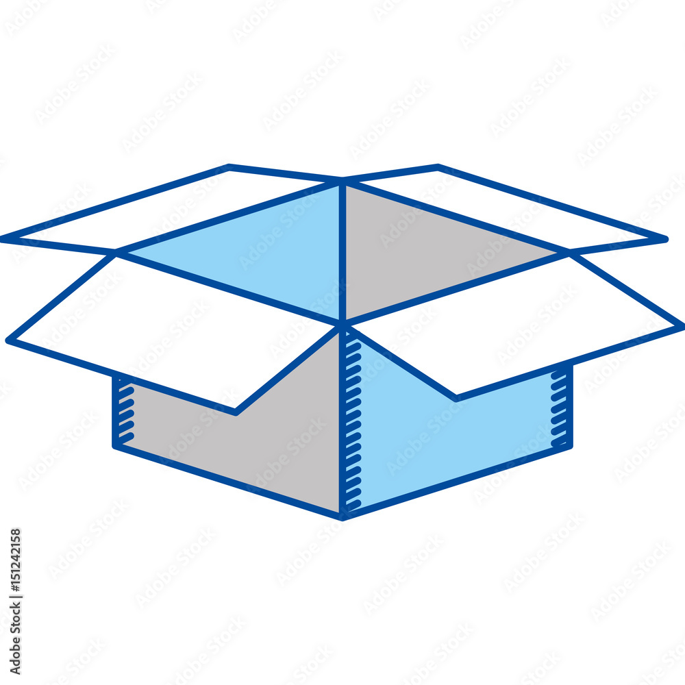 blue contour of box of cardboard opened vector illustration blue contour of box of cardboard opened vector illustration