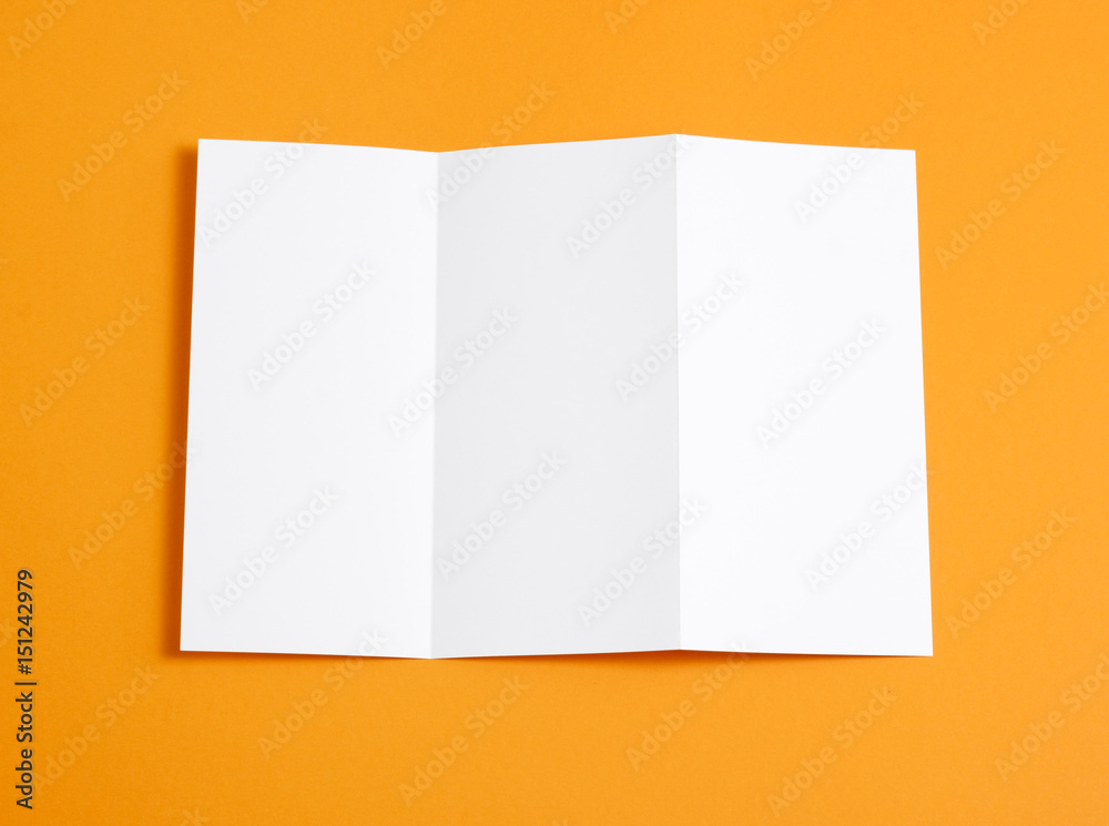 Blank folding page booklet on orange background. Blank folding page booklet on orange background.