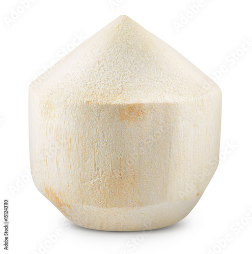 Coconut. Fresh young nut isolated on white background. Full depth of field. With clipping path.