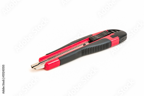 Obraz na płótnie Red and black knife cutter isolated on white w salonie