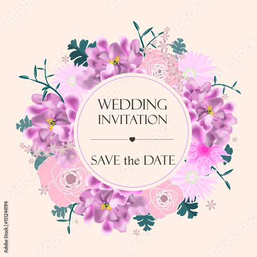 Floral wedding invitation illustration